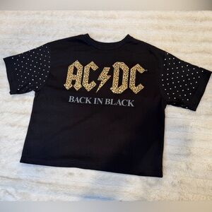 AC/DC Studded Black and Leopard Print Tee